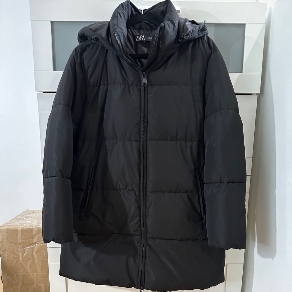 Zara basic oversized black puff jacket